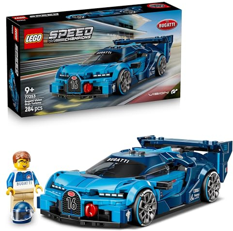 LEGO Speed Champions Bugatti Vision Gran Turismo Hypersportwagen - Modellbau mit sammelbarer Fahrer Minifigur - Gaming Geschenkidee für Jungen ab 9 Jahren und Motorsportfans - 77253