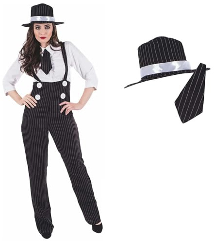 Fun Shack Mafia Kostüm Damen, Gangster Halloween Kostüm Damen, L