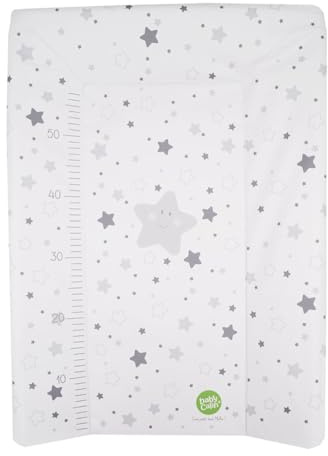 babyCalin Luxus-Wickelauflage Star Grey 50 x 70 cm - Mit aufgedruckter Maßtabelle