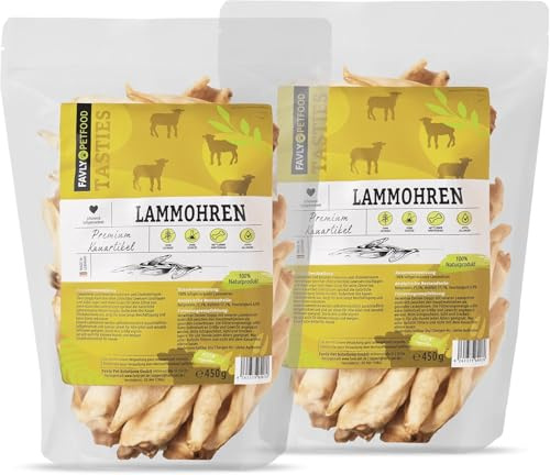 FAVLY – Premium Lammohren 2x450g für Hunde – luftgetrockneter Kauartikel zur Zahnpflege – 100% natürlicher Hundekausnack ohne Zusätze – besonders gut verträglich & hypoallergen