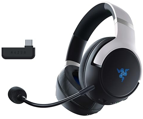 Razer Kaira Pro - Dual Wireless PlayStation 5 Headset mit Haptik HyperSense, 50 mm-Treiber, Hyperclear Kardioiden-Mikrofon, Lautstärkeregler, SmartSwitch, RGB Chroma Schwarz-Weiß