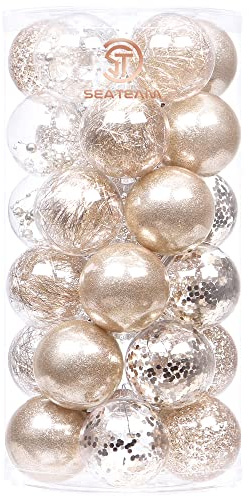 Sea Team 60mm/2.36" Feine dekorative Kleinigkeit mit Gemälde & funkelndem Weihnachtsbaumschmuck als Thema, Christbaumkugel-Set—30 Stück