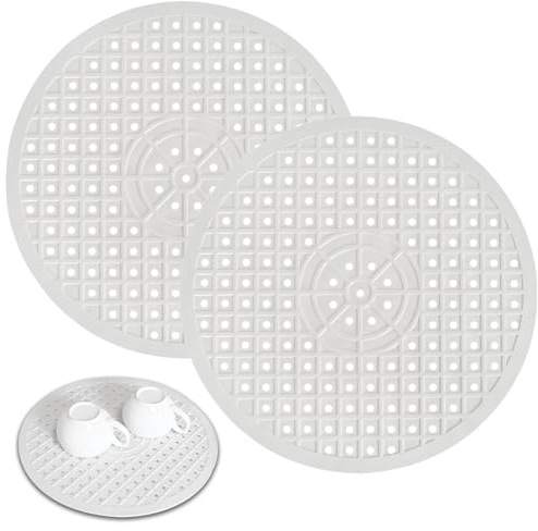OUTALIZ Spülbeckenmatte 2 Stück Runder Waschbeckeneinsatz 31 x 31 cm Weiß Gummi