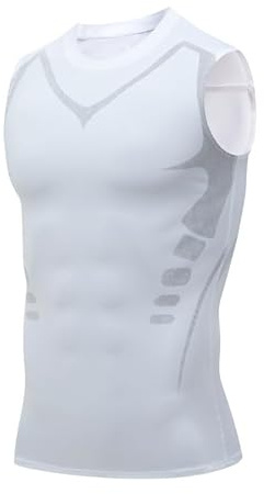 Smatstyle Kompressionsshirt Tank Top Herren Ärmelloses Laufshirt Atmungsaktives Funktionsshirts Sports Trainingsshirt Fitness (DE/NL/SE/PL, Alphanumerisch, S, Regular, Regular, Weiß)
