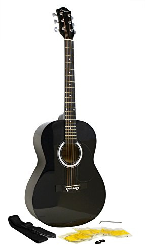 Martin Smith Akustikgitarre mit Gitarrensaiten, Gitarrenplektren & Gitarrengurt - Schwarz