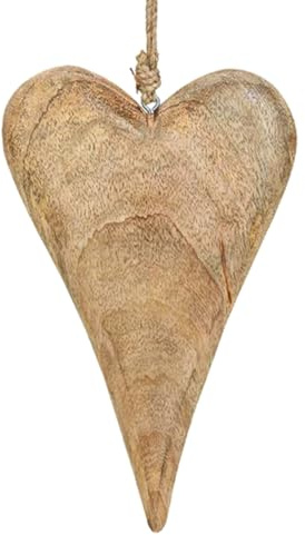 TEMPELWELT® Deko Anhänger Herz 26 cm, Mango Holz Massiv, Dekoherz Herzanhänger für Fensterdeko Wanddekoration Türdekoration, Hochzeitsdekoration