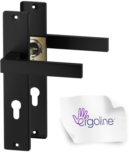 ERGO line CUBE Schwarz Türbeschlag Türgriff PZ - Profilzylinder Set Langschild Drückergarnitur, Türbeschlag, Türklinke, Türklinke Schwarz, Türdrücker