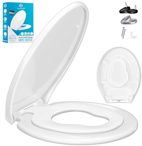 KESSER® WC Sitz mit Absenkautomatik Toilettendeckel Quick-Release-Funktion und Softclose - einfache Montage Klodeckel aus Duroplast Toilettensitz mit Edelstahl Befestigung