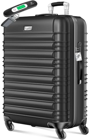 KESSER® Reisekoffer 120L Großer Hartschalen Koffer Inkl. Kofferwaage + Gepäckanhänger | Trolley Gepäck Rollkoffer Zahlenschloss 4 Rollen ABS-Hartschale Teleskopgriff, 75x50x32cm, Anthrazit