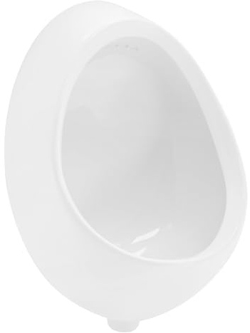 LuxeBath Urinal Weiß Zulauf von hinten, Hochwertige Keramik Pinkelbecken, Modernes Design Pissoir, 35 x 46 x 30 cm, oval, Spülrand geschlossen, Senkrechter Ablauf, WC-Urinal Absaugeurinal Urinalbecken