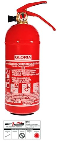 GLORIA - 1kg Pulver-Autofeuerlöscher - PDE 1 GA - mit Manometer - mit Kfz-Halterung - für die Brandklassen A,B,C - inkl. Prüfnachweis
