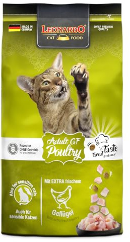 LEONARDO Katzenfutter Adult GF Poultry, 1,8kg Beutel, Geflügel, getreidefreies Trockenfutter für Katzen, Made in Germany