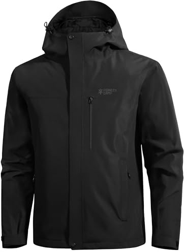 Pioneer Camp Herren Regenjacke Wasserdicht Atmungsaktiv Outdoor Jacke Mit Kapuze 4 Taschen