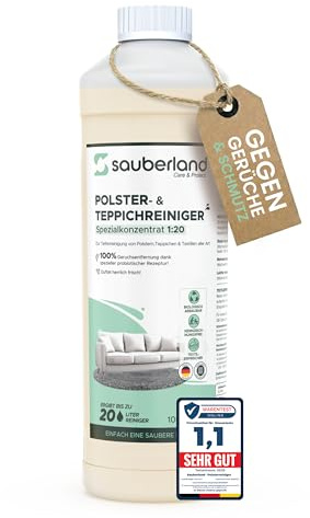 sauberland® 1L Waschsauger Polsterreiniger Konzentrat – Reinigung Polster & Auto – Reinigungsmittel Nasssauger – Couch Reiniger Polstermöbel, Teppichreiniger – Textilreiniger Sofa, Autositze