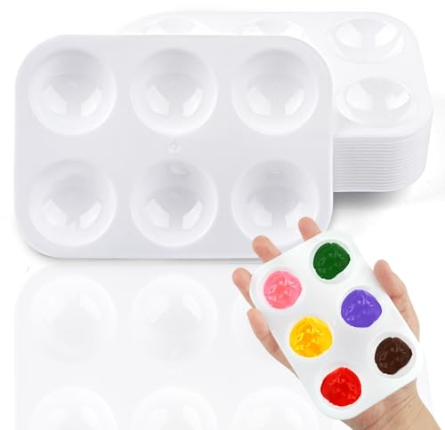 20 Stück Mischpalette, 11 Gitter Mischen 16cm Runde, Aquarellpalette Weiß | Kunststoff Aquarellpalette Palette für Künstler Wasserfarben Acryl Öl Malerei