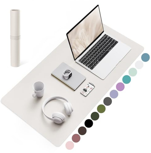 YSAGi Schreibtischunterlage, Mauspad mit Leder und Rutchfeste Wildleder, Multifunktionales Office Mousepad Laptop Schreibunterlage, Tisch-Schutz Unterlage für Büro/Home-Office (Grau, 80x40cm)