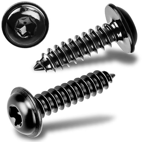 sturiz 40 Stück Holzschrauben Schwarze M5x30MM Schrauben für Akustikpaneele Torx Edelstahl Schrauben Schwarz Flachkopf Blechschrauben Selbstschneidende mit Scheibe für 304 A2 V2A Tellerkopfschrauben