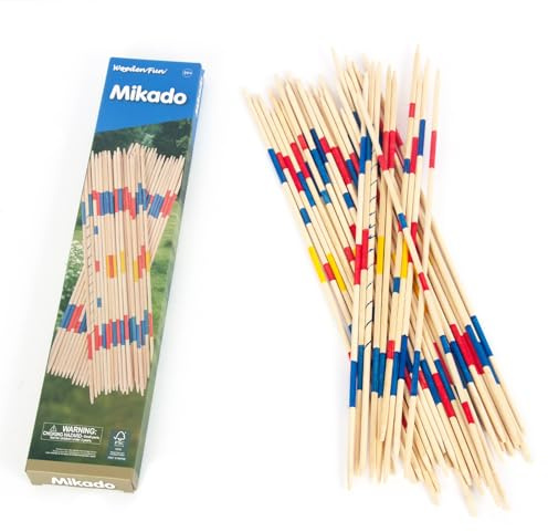 WOODENFUN 43cm Mikado Spiel Outdoor Holz-Spielzeug 41pcs Pickup Sticks für Kinder 3+ und Erwachsene Familie Party Spiele