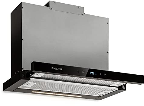 Klarstein Mariana Neo 60 Dunstabzugshaube, 60 cm, EEK A, 640 m³/h, Umluft & Abluft, LC-Display, Timer, Touch-Panel, LED, Flachschirmhaube, Teleskophaube, Unterbau-Dunstabzugshaube, Glasfront, schwarz