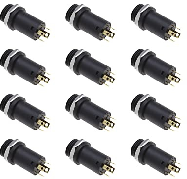 ECSiNG 12 Stück 3,5mm Mini Stereo Klinkenbuchse mit Muttern 4-polig vergoldet Einbaubuchse Steckverbinder für Audio Video Kopfhörer
