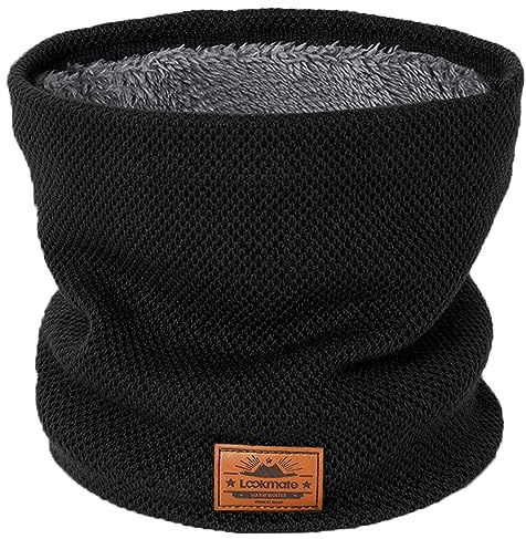 Lookmate Winter Schlauchschal Herren Ski,Schal Halstuch,Halswärmer Motorrad,Gefüttert Weichem Nackenwärmer für Outdoor Aktivitäten,Dick Fleece Loop Schal Winddichte für maske Schwarz