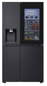 LG GSXE91EVAD Side-by-Side Kühlschrank mit Gefrierfach (628 L, Energieklasse D) mit InstaView, Door-in-Door, Eis- und Wasserspender, Total No Frost, Schwarz