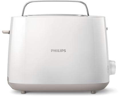 Philips Toaster – 2 Toastschlitze, 8 Stufen, Brötchenaufsatz, Auftaufunktion, Liftfunktion, Abschaltautomatik, weiß (HD2581/00)