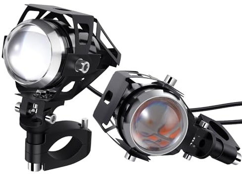 PROZOR Motorrad LED Scheinwerfer 2 Stück U5 15W Motorradscheinwerfer Nebelscheinwerfer Motorrad 360 ° Einstellung, Wasserdicht IP65 Scheinwerfer für 12/24V Fahrzeuge