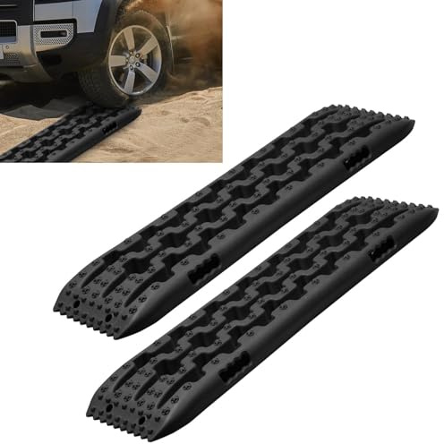 Sandbleche Offroad 2 Stück – 10 Tonnen Anfahrhilfe & Traktionsplatten für Auto, SUV, Wohnmobil & 4x4 | Für Schnee, Schlamm & Sand | Schwarz – Robust & Langlebig