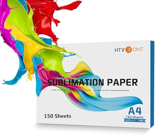 HTVRONT Sublimationspapier, 216x280mm, 150 Blätter, 125g | Kompatibel mit EPSON, SAWGRASS, RICOH, BROTHER Sublimationsdrucker mit Sublimationstinte