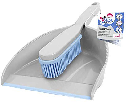 York Handfeger und Schaufel für die Reinigung - Gummiborsten Kehrschaufel Set für Schmutz, Haare und Staub Gummibesen Kehrset (30x20x6), Grau Blau