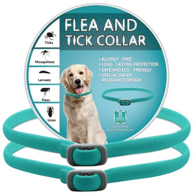 BKEPDY Hundehalsband 2 Stück Effektiver Schutz vor Ungeziefern Wasserdicht Einstellbares Floh und Zeckenschutz für Hunde Alle Größen und Rassen (Blau-2)