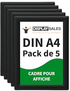 DISPLAY SALES Klapprahmen DIN A4 | 5 Stück | 25 mm Profil | Plakatrahmen in schwarz | Posterrahmen, Bilderrahmen aufklappbar im Sparpack | Wechselrahmen Budget
