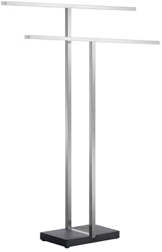 blomus -MENOTO- Handtuchständer aus mattiertem Edelstahl, freistehend mit 2 Handtuchstangen, exklusive Optik, modernes Badaccessoire, einfache Montage (H / B / T: 86 x 50 x 16 cm, Silber, 68624)
