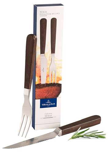 Villeroy & Boch Tex as Steak- und Pizzabesteck, 2-teilig, Edelstahl/Walnussholz