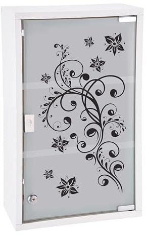 Spetebo XXL Metall Medizinschrank 50x30 cm abschließbar mit 2 Schlüsseln - Ornamente - Wand Arzneischrank mit 3 Fächern - Apothekerschrank Verbandskasten Medikamentenschrank Erste Hilfe Hausapotheke