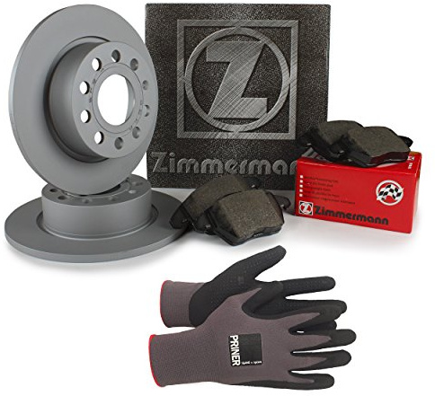 Inspektionspaket Zimmermann Bremsen Set inkl. Bremsscheiben Ø 253 mm und Bremsbeläge für hinten, 100% passend für Ihr Fahrzeug, inkl. Priner Montagehandschuhe, AN152