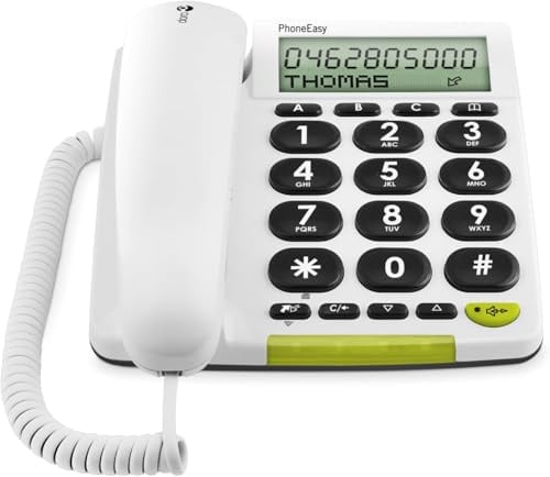 DORO - Doro PhoneEasy 312cs - Schnurgebundenes Festnetztelefon - Große Displayanzeige - Extra große Tasten - Freisprechfunktion - Lautstärkeregler - Anrufanzeige - Weiß
