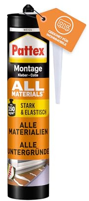 Pattex Montagekleber All Materials, stark haftender Alleskleber, Kraftkleber für innen & außen, Kleber für saugende und nichtsaugende Materialien, 1 x 450g