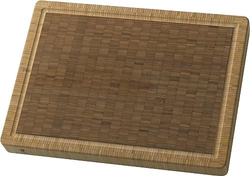 ZWILLING Schneidbrett mit Saftrille, Massives Bambus-Holz, Beidseitig Nutzbar, 42 x 31 x 4 cm, Braun