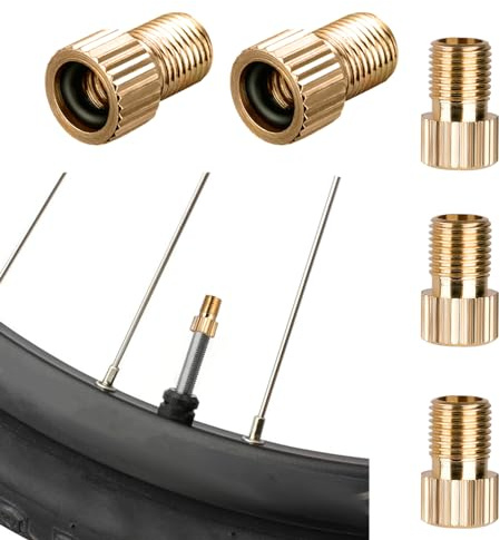 5 Pack Adapter Französisches Ventil Fahrradventil Adapter mit Dichtring DV SV auf AV Ventilkappen Fahrrad Messing Tubeless Ventil
