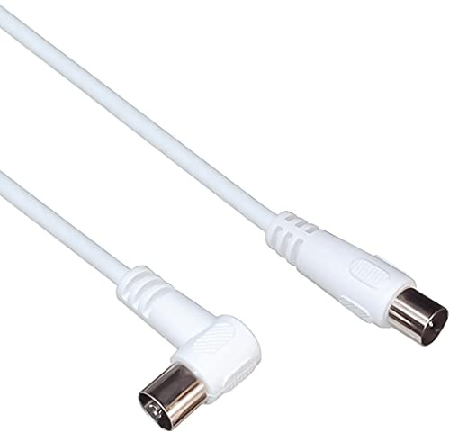 PremiumCord ktmf10U TV Koaxial Antennen Kabel 10m, 75 Ohm, IEC Stecker auf Buchse 90°, Abgeschirmt - für DVB-C, DVB-T/T2, 4K UHD 2160p, FULL HD 1080p 3D, Farbe weiß