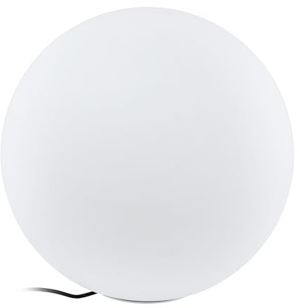 EGLO Garten Kugel Monterolo, 1 flammige Außenleuchte, Stehleuchte aus Kunststoff, Farbe: Weiß, Fassung: E27, Ø: 50 cm, IP65