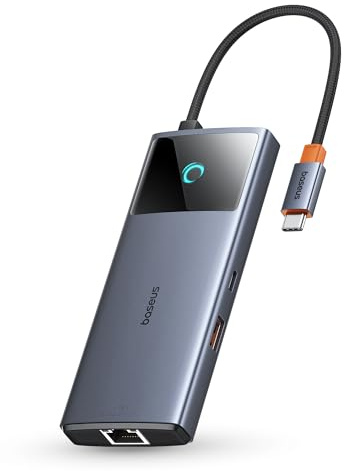 Baseus USB C Hub 10Gbps USB 3.2 Adapter mit LAN Ethernet, 4K@60Hz HDMI, 2 USB-A, USB-C, 100W PD, 6 in 1 Docking Station für iPhone 15, Laptop MacBook/Surface Pro/Dell/iPad/Steam Deck/Rog Ally/Samsung