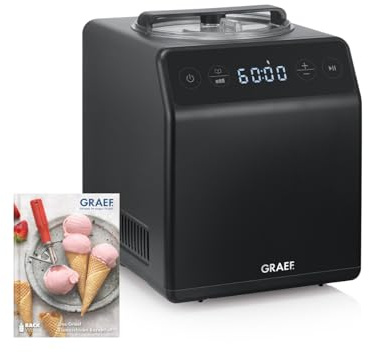 GRAEF Eismaschine IM706 eisenglimmergrau, Eis und Joghurtmaschine, automatische Kühlfunktion, Rührfunktion, 2 Liter Eiscreme, akustischer Signalton