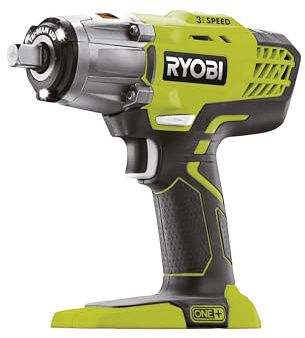 RYOBI 18 V ONE+ Akku-Schlagschrauber R18IW3-0 (max. Drehmoment 400 Nm, 1/2 Zoll Vierkant-Aufnahme, 3 Schaltstufen, Schlagzahl 0-3.200 min-1, LED-Beleuchtung, ohne Akku & Ladegerät im Karton)