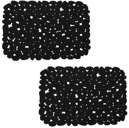 Echehi 2er-Pack Spülbeckeneinlage, 40 x 30 cm Selbst Zugeschnittene Spülbeckenmatte für Küchenspülen, Schnell Ablaufende Spülbecken Matte für Geschirr, Glaswaren, Gemüse. Schwarz