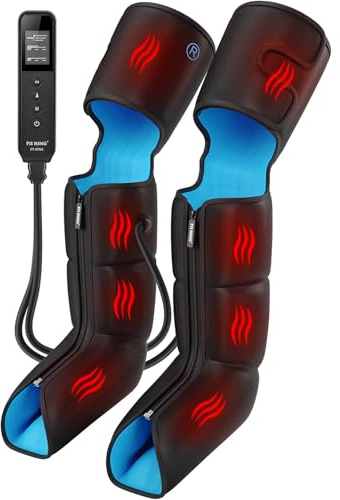 FIT KING Beinmassagegerät mit Wärmefunktion für Füße, Waden & Oberschenkel | Recovery Boots mit 3 Intensitäten & 3 Modi Air Compression für tägliche Entspannung und Erholung nach dem Training