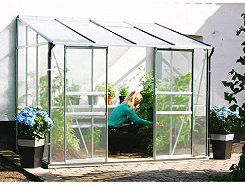 Ida 5200 Alu-Anlehngewächshaus HKP 6 mm Balkon-Gewächshaus 5,2 m² mit Fundament mit 1 Dachfenster