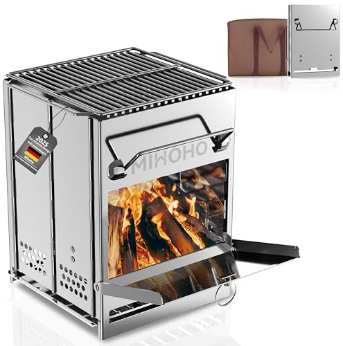 Barbecue-Holzkohlegrill aus Edelstahl, faltbarer tragbarer Camping-Grill für Garten, Hinterhof, Party, Picknick, Reisen, Kochen im Freien (silbergrau)